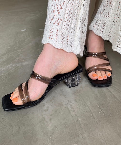 LYDIE（リディー）の「クリアヒールコードストラップスクエアサンダル（サンダル・レディース・ブラック/オフホワイト/ベージュ・LL/S/L/M/XS）」の18枚目の写真