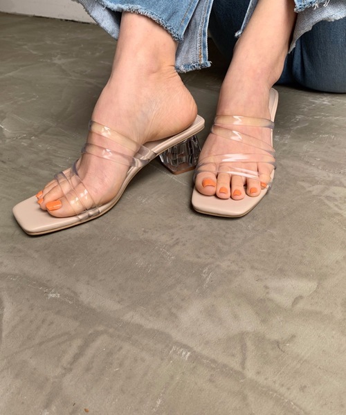 LYDIE（リディー）の「クリアヒールコードストラップスクエアサンダル（サンダル・レディース・ブラック/オフホワイト/ベージュ・LL/S/L/M/XS）」の8枚目の写真