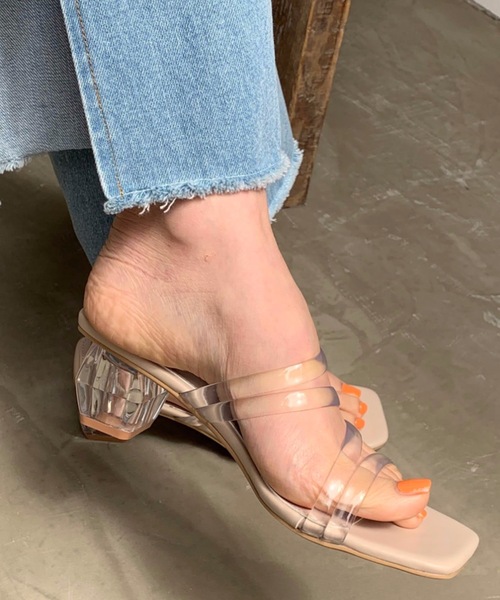 LYDIE（リディー）の「クリアヒールコードストラップスクエアサンダル（サンダル・レディース・ブラック/オフホワイト/ベージュ・LL/S/L/M/XS）」の16枚目の写真