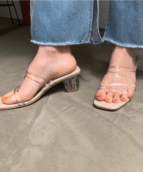 LYDIE（リディー）の「クリアヒールコードストラップスクエアサンダル（サンダル・レディース・ブラック/オフホワイト/ベージュ・LL/S/L/M/XS）」の19枚目の写真