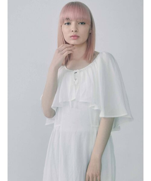 merry jenny（メリージェニー）の「フレアケープリボンロングワンピース（ワンピース・レディース・ブラック/ベージュ/オフホワイト・FREE）」の10枚目の写真