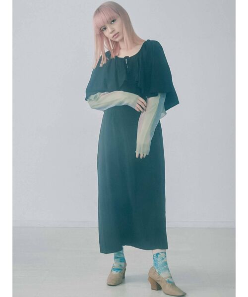 merry jenny（メリージェニー）の「フレアケープリボンロングワンピース（ワンピース・レディース・ブラック/ベージュ/オフホワイト・FREE）」の18枚目の写真