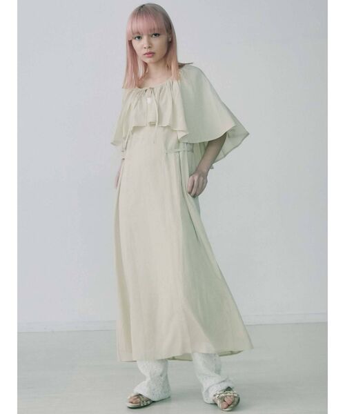 merry jenny（メリージェニー）の「フレアケープリボンロングワンピース（ワンピース・レディース・ブラック/ベージュ/オフホワイト・FREE）」の20枚目の写真