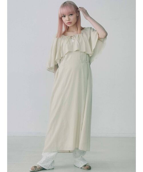 merry jenny（メリージェニー）の「フレアケープリボンロングワンピース（ワンピース・レディース・ブラック/ベージュ/オフホワイト・FREE）」の21枚目の写真