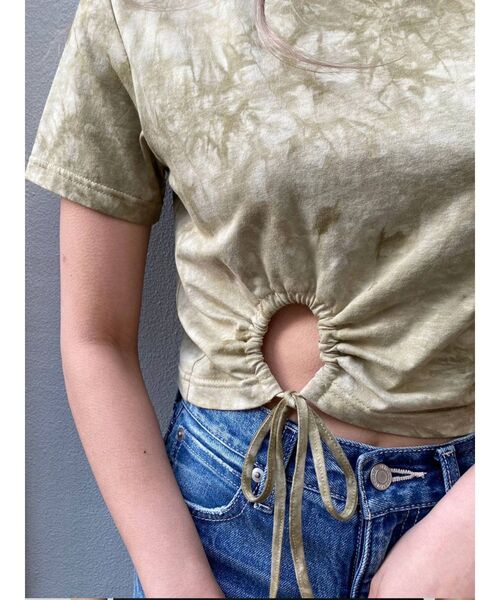 EVRIS（エヴリス）の「ドロストヘムショートTEE（Tシャツ/カットソー・レディース・カーキ/ブルー・FREE）」の7枚目の写真