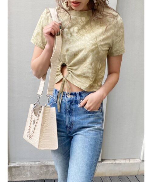 EVRIS（エヴリス）の「ドロストヘムショートTEE（Tシャツ/カットソー・レディース・カーキ/ブルー・FREE）」の9枚目の写真