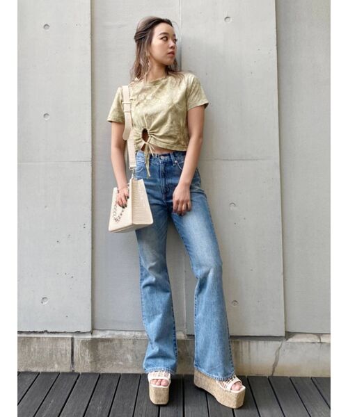 EVRIS（エヴリス）の「ドロストヘムショートTEE（Tシャツ/カットソー・レディース・カーキ/ブルー・FREE）」の10枚目の写真