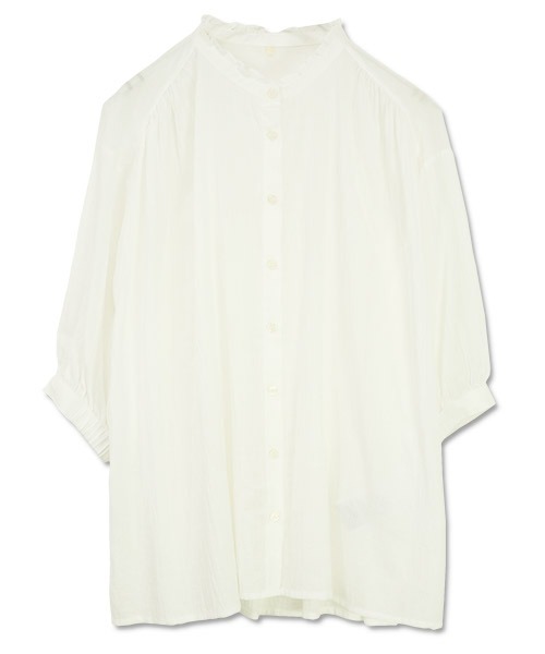 and it_（アンドイット）の「エミュラル emural フリル付6分袖コットンブラウス（シャツ/ブラウス・レディース・ブラック/ライトピンク/アイボリー/ライトグレー/サックスブルー/ストライプ/グレイッシュブルー・M-L）」の19枚目の写真