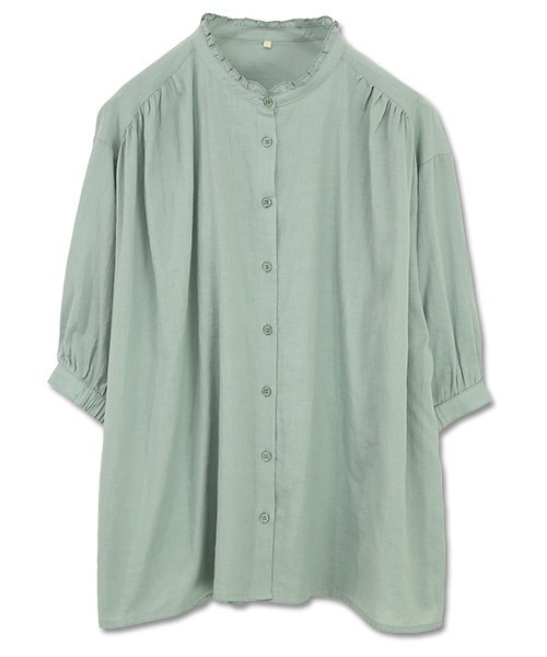 and it_（アンドイット）の「エミュラル emural フリル付6分袖コットンブラウス（シャツ/ブラウス・レディース・ブラック/ライトピンク/アイボリー/ライトグレー/サックスブルー/ストライプ/グレイッシュブルー・M-L）」の20枚目の写真