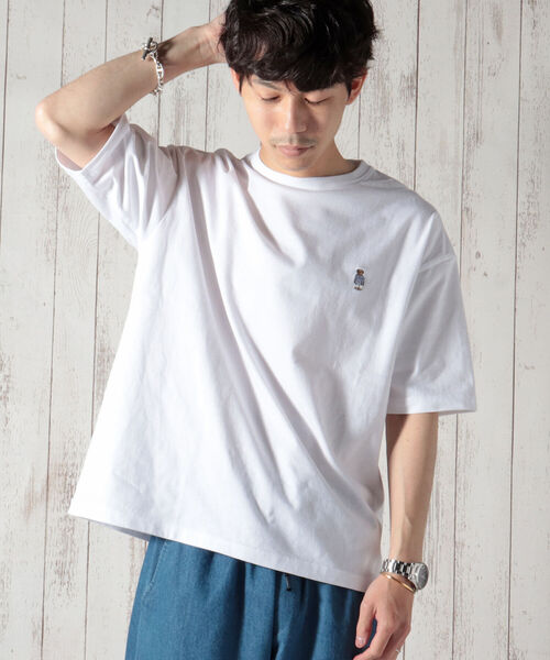 GLOSTER（グロスター）の「【ROSTER BEAR / ロスターベア】【WEB限定カラーあり】別注ワンポイント刺しゅうTシャツ（Tシャツ/カットソー・メンズ・ホワイト/ブラック/ベージュ/オリーブ/ネイビー/グレー・M/L）」の10枚目の写真
