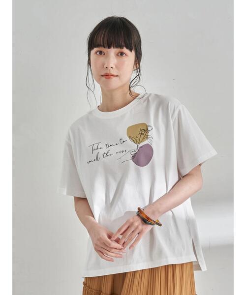 earth music&ecology（アースミュージックアンドエコロジー）の「Take time to smell BOX Tシャツ ＊（Tシャツ/カットソー・レディース・グレイッシュベージュ/チャコールグレー/オフホワイト・FREE）」の4枚目の写真