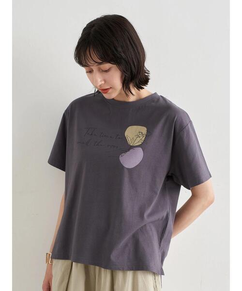 earth music&ecology（アースミュージックアンドエコロジー）の「Take time to smell BOX Tシャツ ＊（Tシャツ/カットソー・レディース・グレイッシュベージュ/チャコールグレー/オフホワイト・FREE）」の5枚目の写真