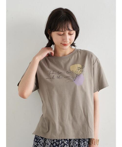 earth music&ecology（アースミュージックアンドエコロジー）の「Take time to smell BOX Tシャツ ＊（Tシャツ/カットソー・レディース・グレイッシュベージュ/チャコールグレー/オフホワイト・FREE）」の14枚目の写真