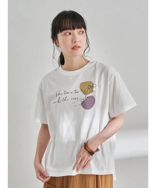 earth music&ecology（アースミュージックアンドエコロジー）の「Take time to smell BOX Tシャツ ＊（Tシャツ/カットソー・レディース・グレイッシュベージュ/チャコールグレー/オフホワイト・FREE）」の13枚目の写真
