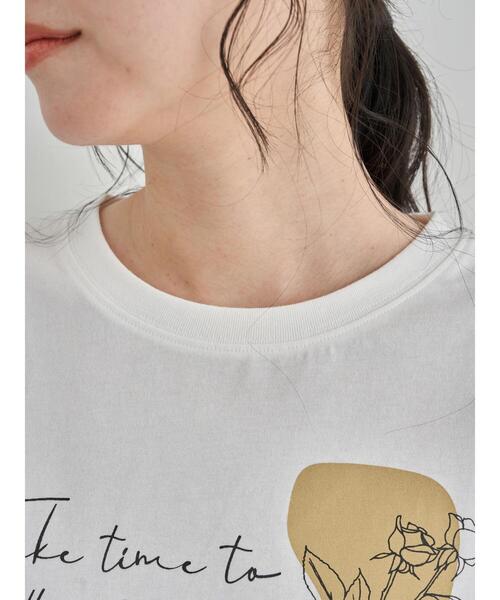 earth music&ecology（アースミュージックアンドエコロジー）の「Take time to smell BOX Tシャツ ＊（Tシャツ/カットソー・レディース・グレイッシュベージュ/チャコールグレー/オフホワイト・FREE）」の10枚目の写真