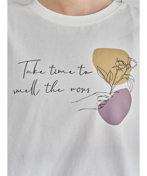 earth music&ecology（アースミュージックアンドエコロジー）の「Take time to smell BOX Tシャツ ＊（Tシャツ/カットソー・レディース・グレイッシュベージュ/チャコールグレー/オフホワイト・FREE）」の9枚目の写真