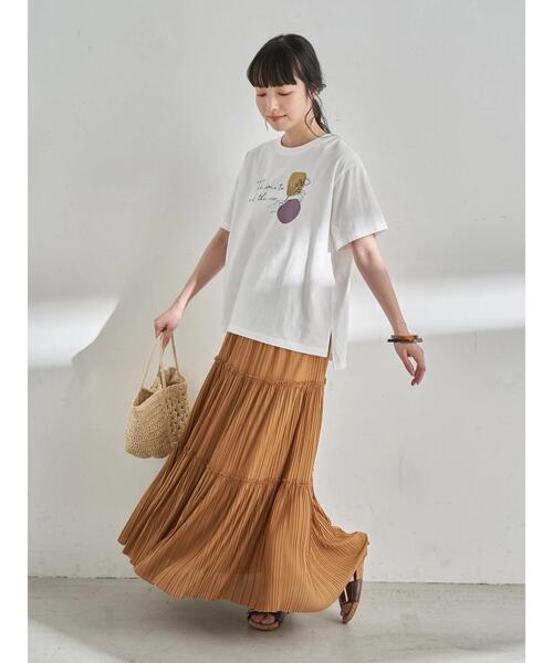 earth music&ecology（アースミュージックアンドエコロジー）の「Take time to smell BOX Tシャツ ＊（Tシャツ/カットソー・レディース・グレイッシュベージュ/チャコールグレー/オフホワイト・FREE）」の6枚目の写真