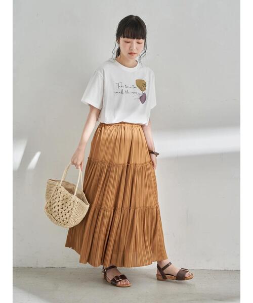 earth music&ecology（アースミュージックアンドエコロジー）の「Take time to smell BOX Tシャツ ＊（Tシャツ/カットソー・レディース・グレイッシュベージュ/チャコールグレー/オフホワイト・FREE）」の15枚目の写真