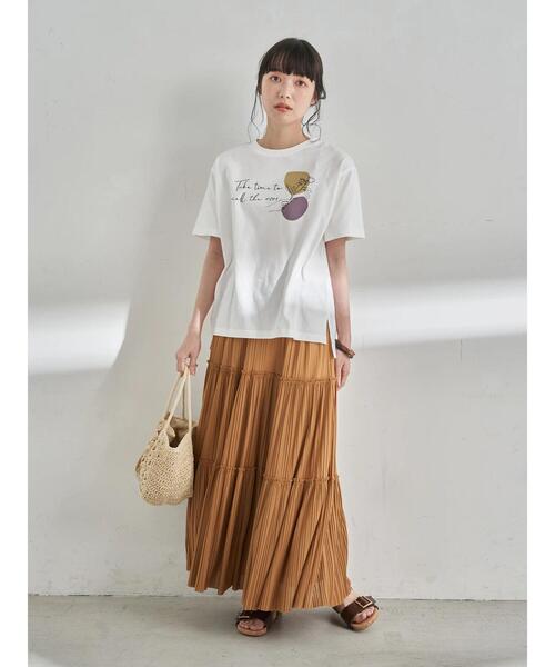 earth music&ecology（アースミュージックアンドエコロジー）の「Take time to smell BOX Tシャツ ＊（Tシャツ/カットソー・レディース・グレイッシュベージュ/チャコールグレー/オフホワイト・FREE）」の16枚目の写真