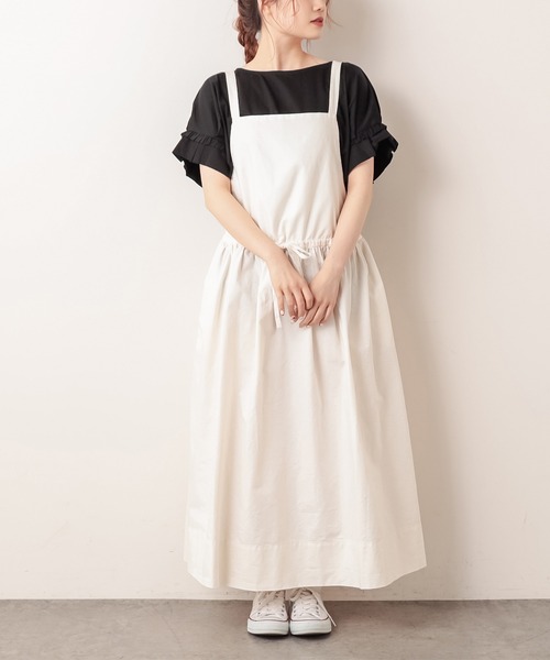 PUAL CE CIN(ピュアルセシン)の「綿麻/コットンリネン ツイルジャンパースカート(サロペット/オーバーオール・レディース・アイボリー/スミクロ/ベージュ・FREE)」の5枚目の写真