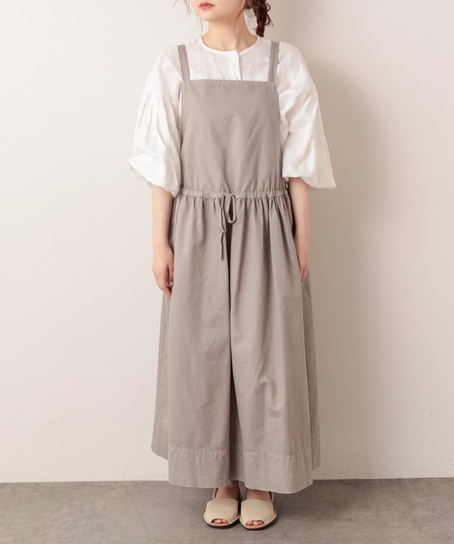 PUAL CE CIN(ピュアルセシン)の「綿麻/コットンリネン ツイルジャンパースカート(サロペット/オーバーオール・レディース・アイボリー/スミクロ/ベージュ・FREE)」の14枚目の写真