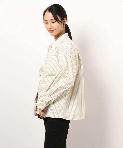 BROOKLYN OVERALL（ブルックリンオーバーオール）の「オックスストライプシャツブルゾン（ブルゾン・レディース・ネイビー/イエロー・FREE）」の3枚目の写真