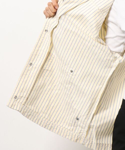 BROOKLYN OVERALL（ブルックリンオーバーオール）の「オックスストライプシャツブルゾン（ブルゾン・レディース・ネイビー/イエロー・FREE）」の5枚目の写真