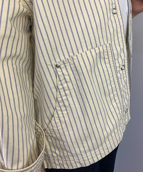 BROOKLYN OVERALL（ブルックリンオーバーオール）の「オックスストライプシャツブルゾン（ブルゾン・レディース・ネイビー/イエロー・FREE）」の16枚目の写真