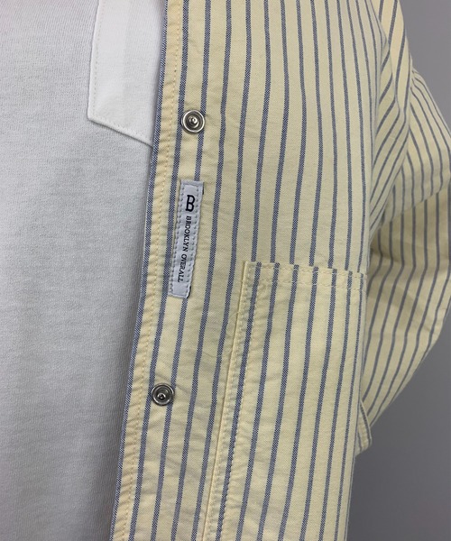 BROOKLYN OVERALL（ブルックリンオーバーオール）の「オックスストライプシャツブルゾン（ブルゾン・レディース・ネイビー/イエロー・FREE）」の17枚目の写真