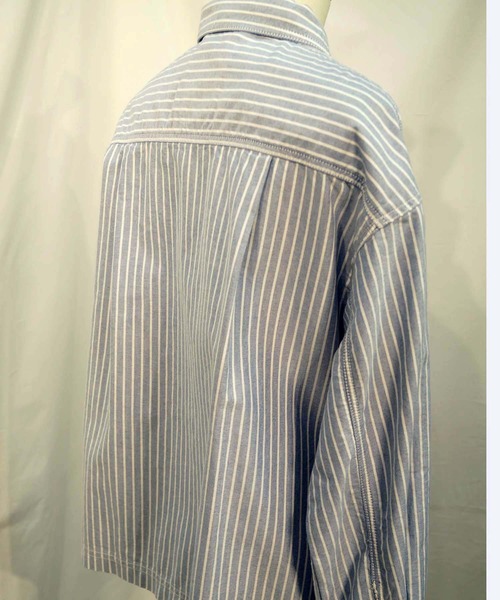 BROOKLYN OVERALL（ブルックリンオーバーオール）の「オックスストライプシャツブルゾン（ブルゾン・レディース・ネイビー/イエロー・FREE）」の19枚目の写真