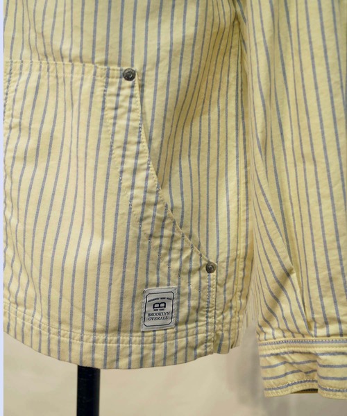 BROOKLYN OVERALL（ブルックリンオーバーオール）の「オックスストライプシャツブルゾン（ブルゾン・レディース・ネイビー/イエロー・FREE）」の13枚目の写真