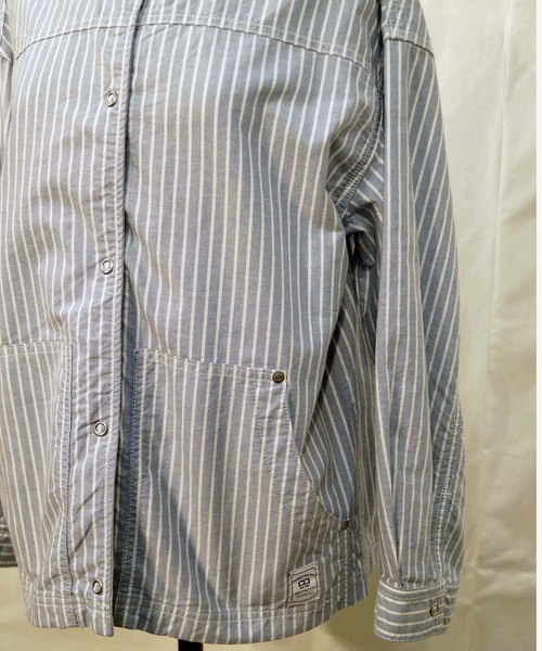 BROOKLYN OVERALL（ブルックリンオーバーオール）の「オックスストライプシャツブルゾン（ブルゾン・レディース・ネイビー/イエロー・FREE）」の20枚目の写真