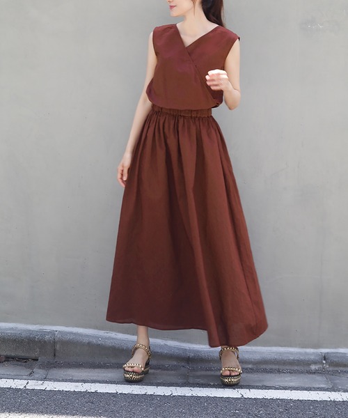 ツムグ　3way カシュクール　麻100 エプロンワンピース　ジレ　前後着用 ツムグ 3way カシュクール 麻100 エプロンワンピース ジレ 前後