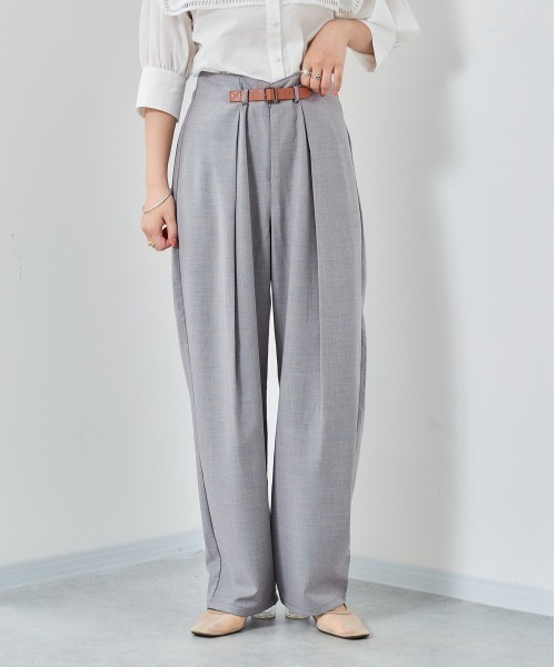 cepo(セポ)の「フロントベルト シャンブレータックパンツ(その他パンツ・レディース・パープル/グリーン/ネイビー・M/S)」の1枚目の写真