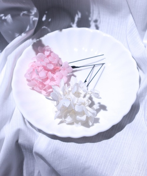 utatane（ウタタネ）の「髪飾り あじさいプリザーブドフラワー（和装小物・レディース・ホワイト/ブルー/ピンク/パープル/グリーン・FREE）」の11枚目の写真