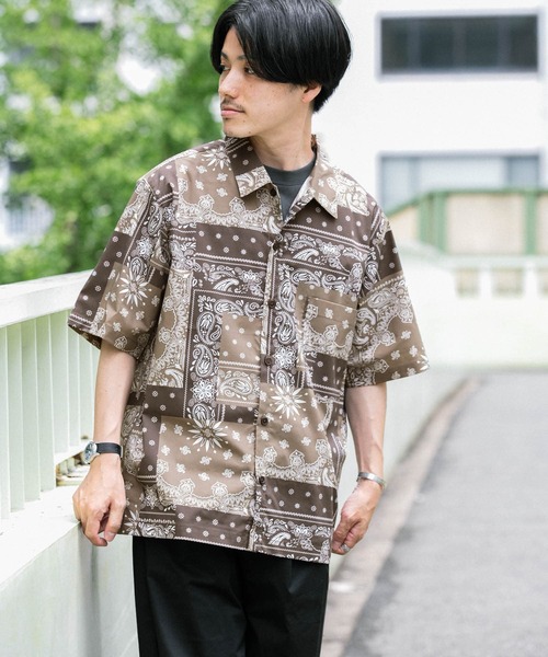 ITEMS URBANRESEARCH(アイテムズ アーバンリサーチ)の「【セットアップ着用可能】クレイジーペイズリー半袖シャツ(シャツ/ブラウス・メンズ・ブラック/ネイビー/ブラウン・MEDIUM/LARGE)」の11枚目の写真