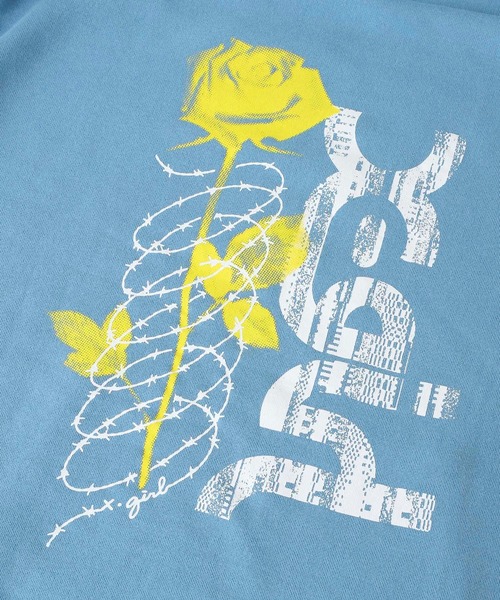 X-girl（エックスガール）の「T.P.S.W SWEAT HOODIE（パーカー・レディース・ブラック/アッシュ/ライトブルー/ベージュ・S/XL/L/M）」の7枚目の写真