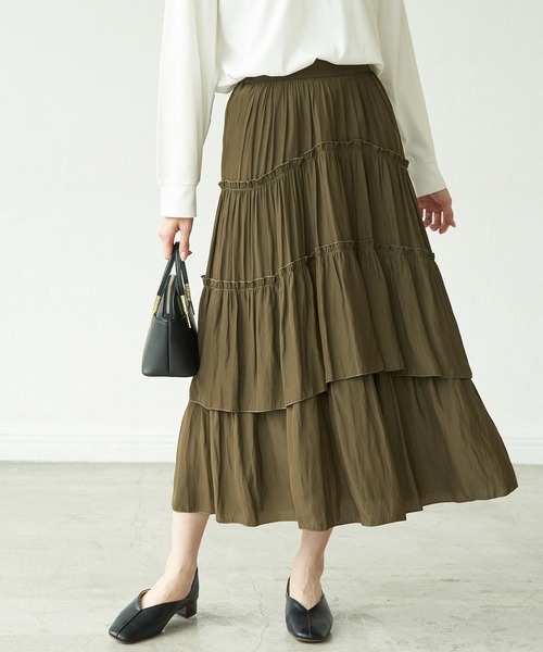 ROPE' PICNIC（ロペピクニック）の「ティアードフリルスカート（スカート・レディース・ライトグレー/カーキ/ライトグリーン・38）」の3枚目の写真