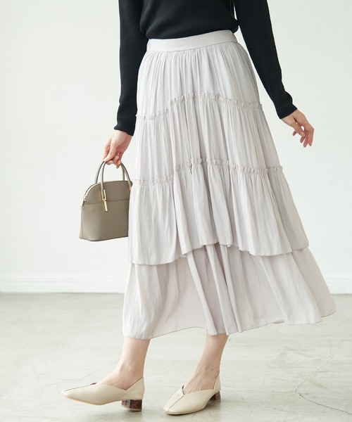 ROPE' PICNIC（ロペピクニック）の「ティアードフリルスカート（スカート・レディース・ライトグレー/カーキ/ライトグリーン・38）」の2枚目の写真