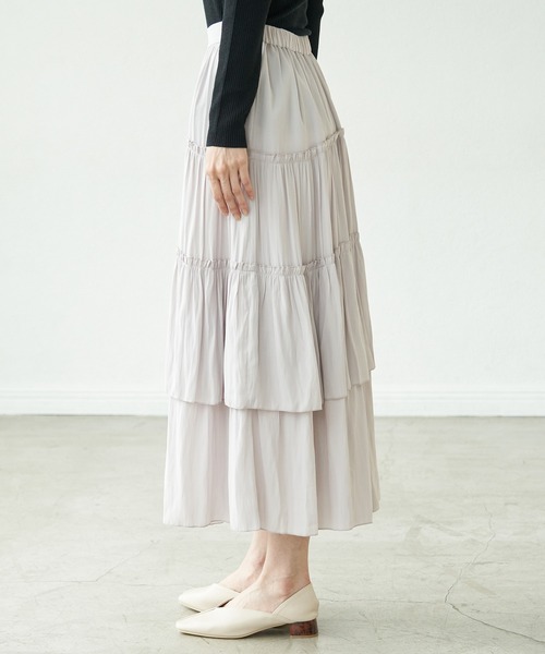 ROPE' PICNIC（ロペピクニック）の「ティアードフリルスカート（スカート・レディース・ライトグレー/カーキ/ライトグリーン・38）」の4枚目の写真