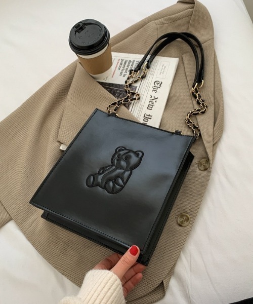 LAC-VERT(ラック・ヴェール)の「クマ型押しスクエアショルダーバッグ(ハンドバッグ・レディース・ホワイト/ブラック/ブラウン・FREE)」の20枚目の写真