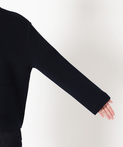 SLOBE IENA（スローブイエナ）の「ダブルフェイス クルージャケット【手洗い可能】◆（ノーカラージャケット・レディース・ネイビー/グリーン・FREE）」の6枚目の写真