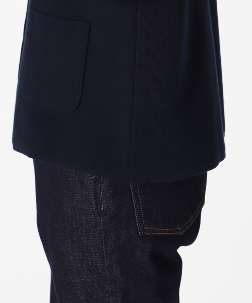 SLOBE IENA（スローブイエナ）の「ダブルフェイス クルージャケット【手洗い可能】◆（ノーカラージャケット・レディース・ネイビー/グリーン・FREE）」の8枚目の写真