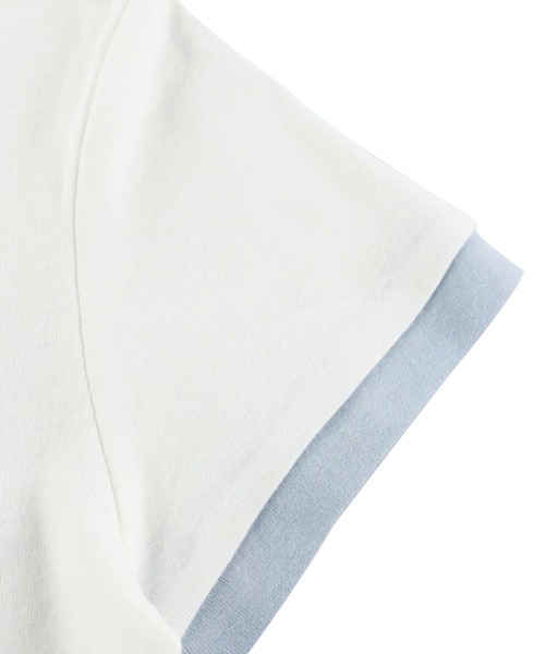 ALEXIA STAM（アリシアスタン）の「Front Arch Logo Ringer Tee/フリントアーチロゴリンガーティー（Tシャツ/カットソー・レディース・グレイッシュベージュ/サックスブルー/グリーン・S/M）」の13枚目の写真