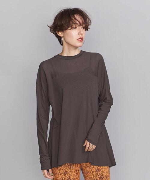 BEAUTY&YOUTH UNITED ARROWS（ビューティーアンドユースユナイテッドアローズ）の「BY シアー天竺ドルマンロングスリーブカットソー◆（Tシャツ/カットソー・レディース・ライトブルー/ダークブラウン/ナチュラル・FREE）」の4枚目の写真