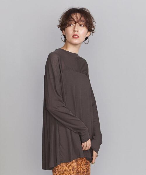 BEAUTY&YOUTH UNITED ARROWS（ビューティーアンドユースユナイテッドアローズ）の「BY シアー天竺ドルマンロングスリーブカットソー◆（Tシャツ/カットソー・レディース・ライトブルー/ダークブラウン/ナチュラル・FREE）」の12枚目の写真