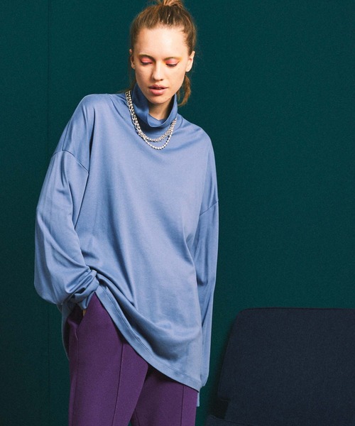 MAISON SPECIAL(メゾンスペシャル)の「《ユニセックスアイテム》LOTUSウルトラファインフライスオーバーサイズタートルネックロングスリーブTシャツ 【MAISON SPECIAL/メゾンスペシャル】(Tシャツ/カットソー・メンズ・オフホワイト/ブラック/グレイッシュベージュ/ブルー/ピンク・44/46/48)」の4枚目の写真