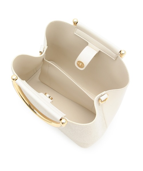 ROPE' PICNIC（ロペピクニック）の「Dメタルハンドル2層ミドルトート&ショルダーバッグ（ショルダーバッグ・レディース・ブラック/ダークブラウン/キナリ・FREE）」の9枚目の写真