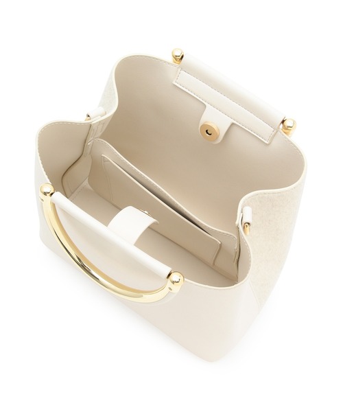 ROPE' PICNIC（ロペピクニック）の「Dメタルハンドル2層ミドルトート&ショルダーバッグ（ショルダーバッグ・レディース・ブラック/ダークブラウン/キナリ・FREE）」の10枚目の写真