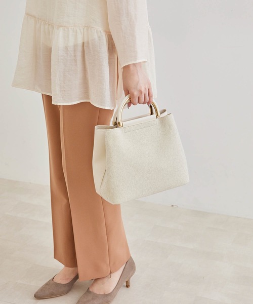 ROPE' PICNIC（ロペピクニック）の「Dメタルハンドル2層ミドルトート&ショルダーバッグ（ショルダーバッグ・レディース・ブラック/ダークブラウン/キナリ・FREE）」の19枚目の写真